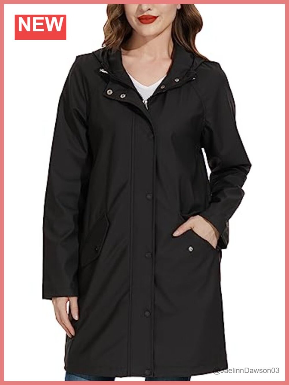 Women's Waterproof Hooded Raincoat Windproof Long Sleeve Rain Jacket